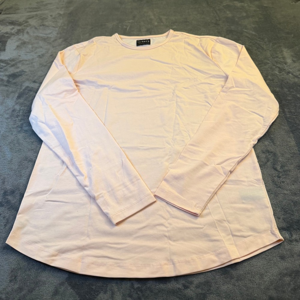 Cuts Clothing Long Sleeve Curve Hem T Shirt Light‎ Pink Mens Medium New